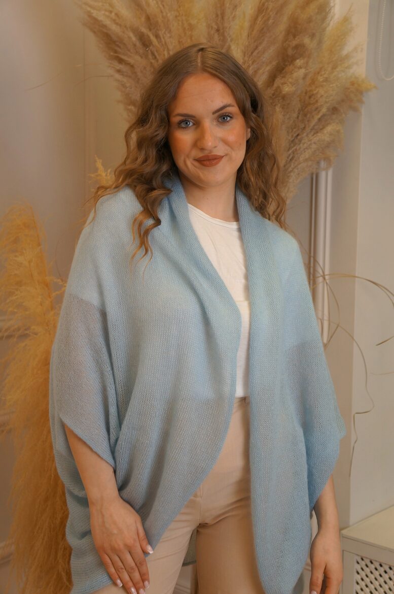 Adīta kidmohēras jaka pasteļu zila
