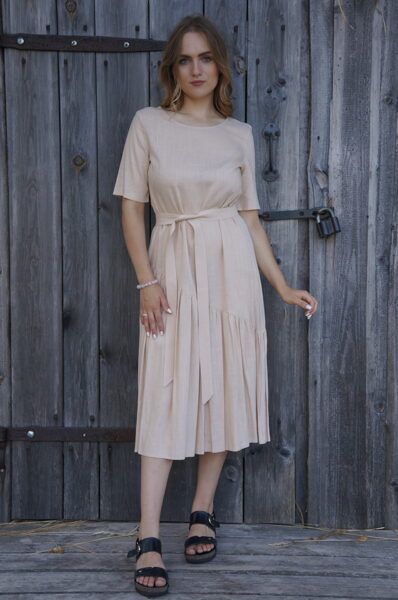 Midi linen dress Beige