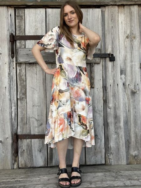 Linen dress Pastel with light flowers
