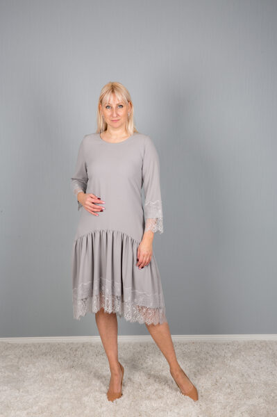 Dress with lace, light gray